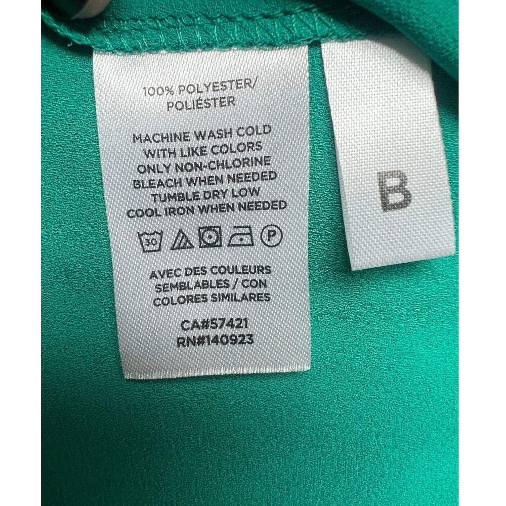 Women's LOFT Sleeveless Blouse, XS, Kelly Green. Ruffle Shoulder, Flowy - Picture 6 of 8